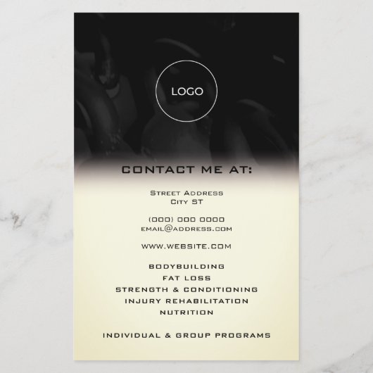 Werkprogramma's persoonlijke trainer flyer (Achterkant)