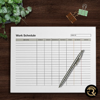 Werkschema Werknemer Notitieblok