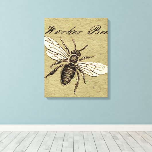 Werkster Bijen Insect Illustratie Antiek Canvas Afdruk (Insitu (Houten vloer))
