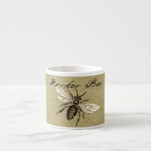 Werkster Bijen Insect Illustratie Antiek Espresso Kop