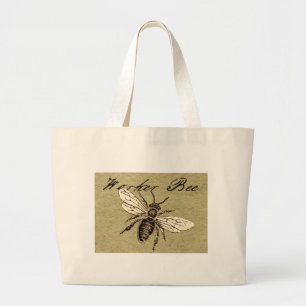 Werkster Bijen Insect Illustratie Antiek Grote Tote Bag