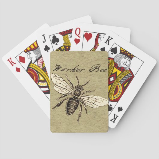  Werkster Bijen Insect Illustratie Antiek Pokerkaarten (Achterkant)