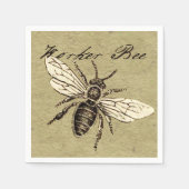 Werkster Bijen Insect Illustratie Antiek Servetten (Voorkant)