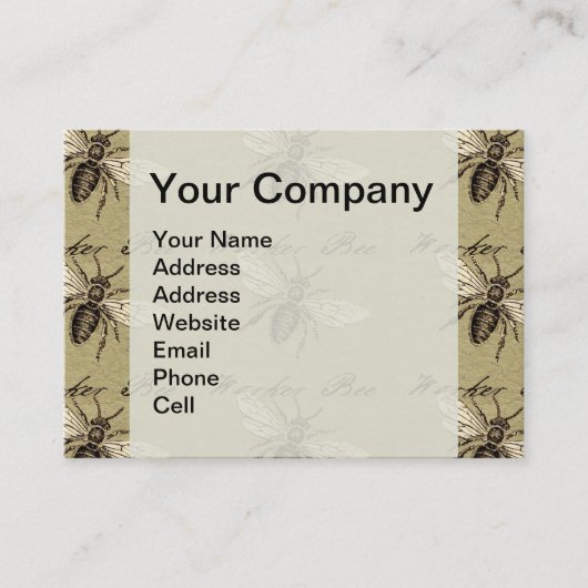  Werkster Bijen Insect Illustratie Antiek Visitekaartje (Voorkant)