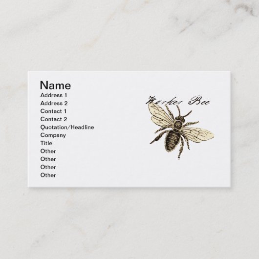  Werkster Bijen Insect Illustratie Antiek Visitekaartje (Voorkant)