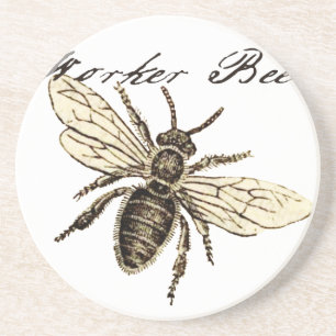  Werkster Bijen Insect Illustratie Antiek Zandsteen Onderzetter
