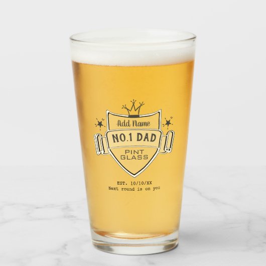 Werkt Beste nr.1 DAD- Gepersonaliseerde BEER PINT Glas (Voorkant gevuld)