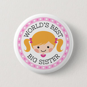 Werkt de beste grote zus cartoon meisje blond haar ronde button 5,7 cm