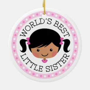 Werkt het beste kleine zusje cartoon meisje zwart keramisch ornament