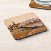 "Werkte over" Westerne kunst van Charles M Russell Bier Onderzetter (Linkerzijde)