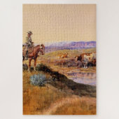 "Werkte over" Westerne kunst van Charles M Russell Legpuzzel (Verticaal)