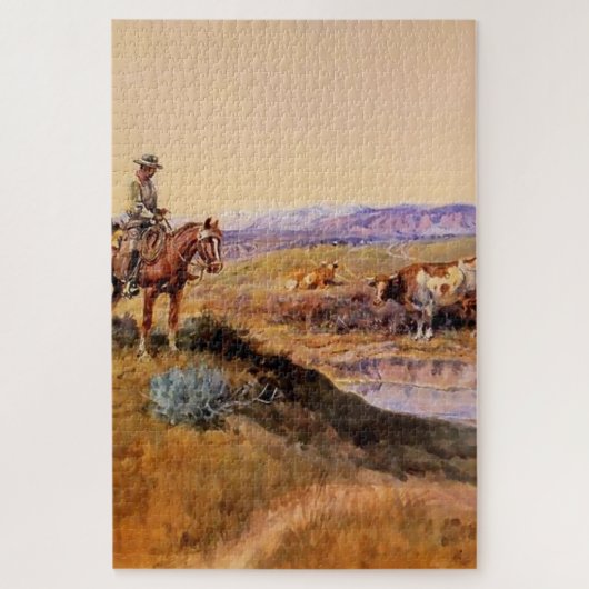 "Werkte over" Westerne kunst van Charles M Russell Legpuzzel (Verticaal)