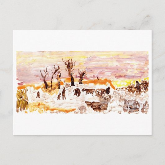 Werktuin, roze briefkaart (Voorkant)