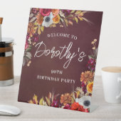 Werkundig herfstbloemen 90ste verjaardagsfeest wel reclamebord met voetstuk (Insitu)