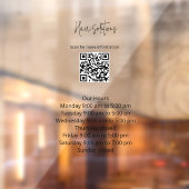 Werkuren met QR-code Window Cling Raamsticker (Vel 2)