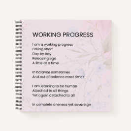 Werkvooruitgang aanmoedigen opbeurende gedicht notitieboek