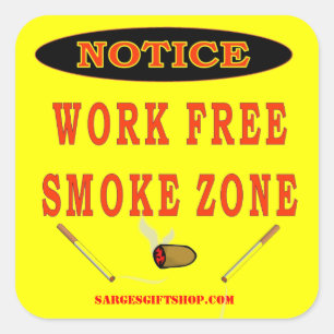 WERKVRIJE ROOKZONE VIERKANTE STICKER