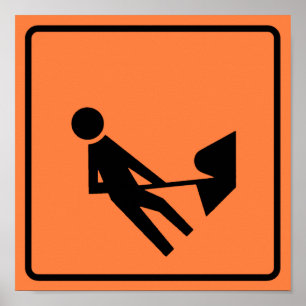Werkzone Bouwteken Poster