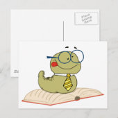 Werm op een boekenbril briefkaart (Voorkant / Achterkant)
