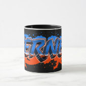 Werner prénom nom graffiti bleu orange tasse (Centre)