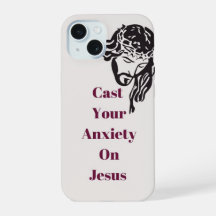 "Werp je angst op Jezus" IPhone 15 telefoonhoesje