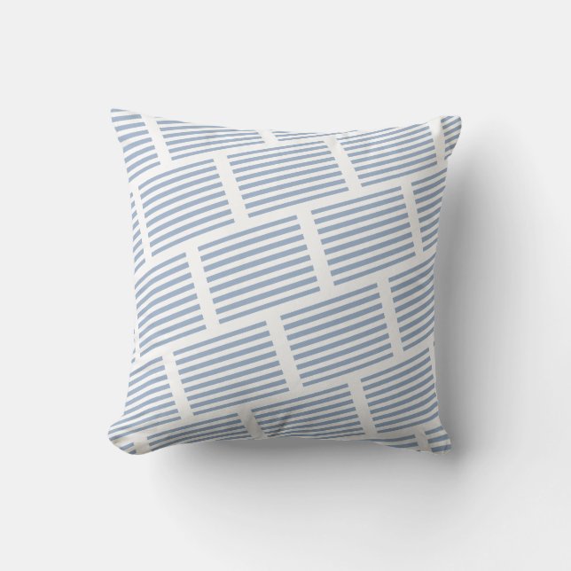 Werp kussen blauw & witte streep (Voorkant)