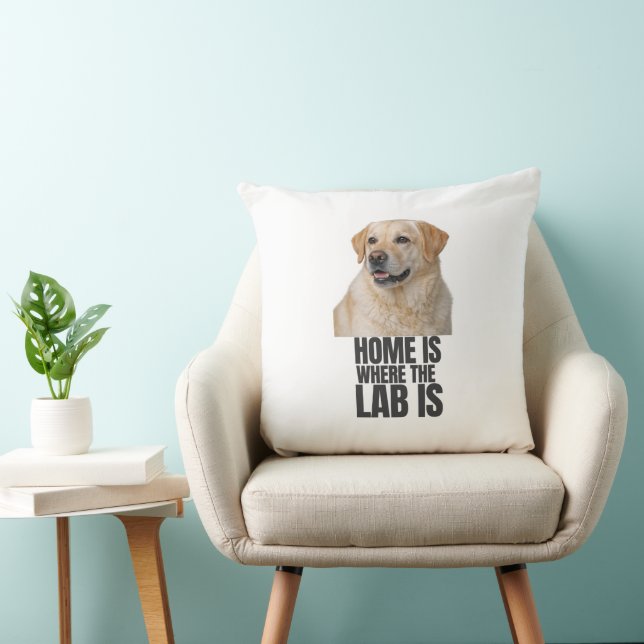 Werp Kussen 'Thuis is waar de Lab is' (Stoel)