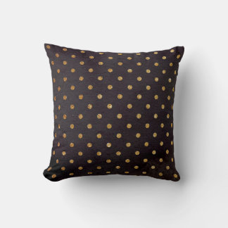Werp kussen/Zwart met gouden polka stippen Kussen