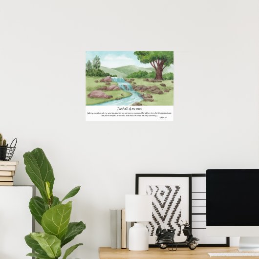 Werp uw zorgen op Hem Poster (Thuiskantoor)