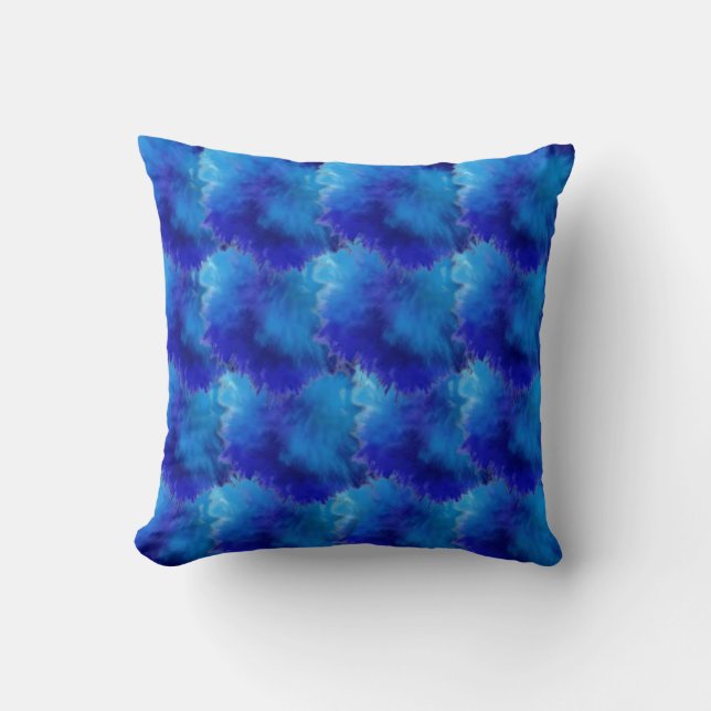 Werpkussen Blauwe kunst Kussen (Voorkant)