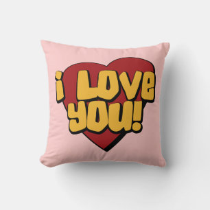 Werpkussen, Ik Hou Van Jou Hart, Geel Rood Roze Kussen