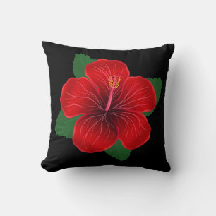 Werpkussen-Rode Hibiscus Kussen
