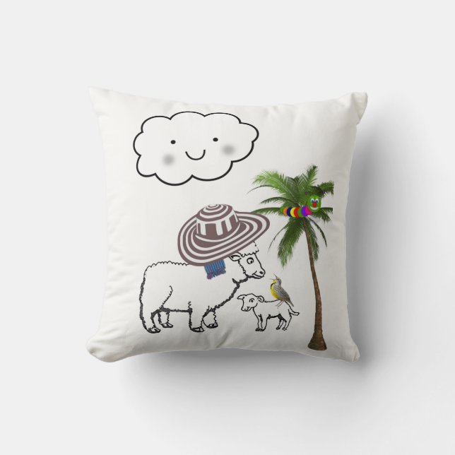 Werpkussen Schaap Palmboom Kussen (Voorkant)