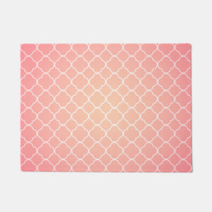 Werpt het Roze Patroon Quatrefoil van het koraal Deurmat