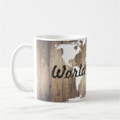 Wervelaar Witte Wereldkaart Rustisch hout Koffiemok (Links)
