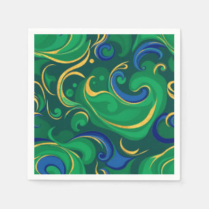 Wervelend Abstract patroon in rijk groen en goud Servet