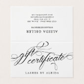 wervelend-scriptcadeaubon visitekaartjes (Buitenkant ongevouwen)