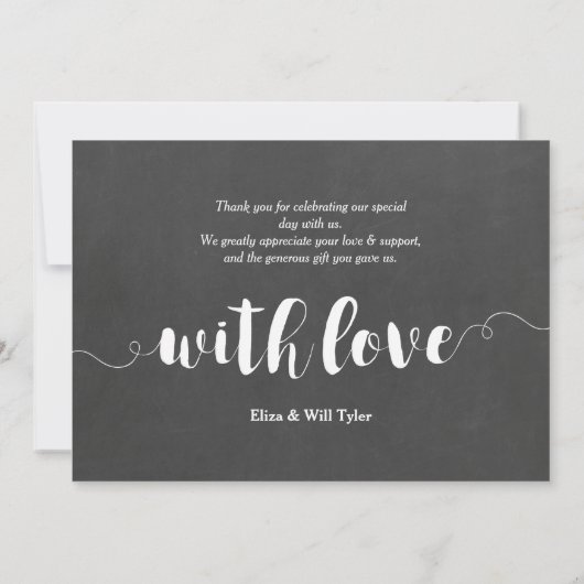 Wervelend wit schrift overlay dank je wel bedankkaart (Achterkant)