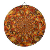 Wervelende Abstracte oranje, bruine en groene tint Dartbord (Voorkant)