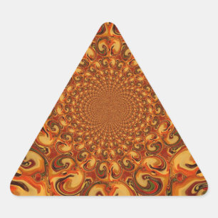 Wervelende Abstracte oranje, bruine en groene tint Driehoek Sticker