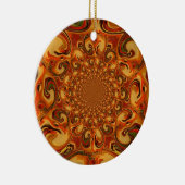 Wervelende Abstracte oranje, bruine en groene tint Keramisch Ornament (Rechts)