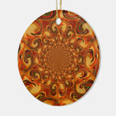 Wervelende Abstracte oranje, bruine en groene tint Keramisch Ornament (Links)