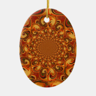 Wervelende Abstracte oranje, bruine en groene tint Keramisch Ornament