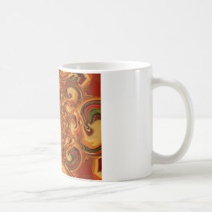 Wervelende Abstracte oranje, bruine en groene tint Koffiemok