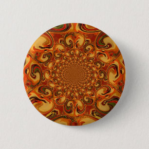 Wervelende Abstracte oranje, bruine en groene tint Ronde Button 5,7 Cm