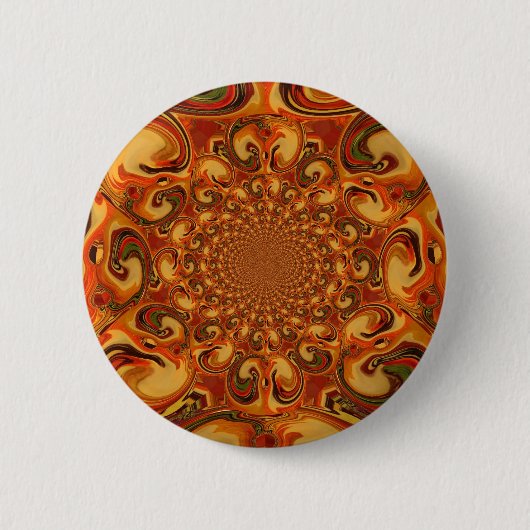 Wervelende Abstracte oranje, bruine en groene tint Ronde Button 5,7 Cm (Voorkant)