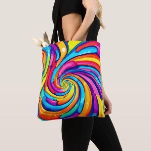 Wervelende kleuren, psychedelische spiraal, kleurr draagtas