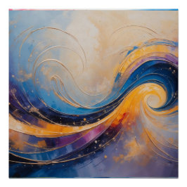 Wervelende Kosmische Abstracte Energiegolven in Go Perfect Poster