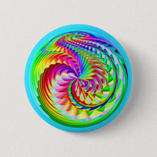 Wervelende regenbogen (je kunt woorden toevoegen) ronde button 5,7 cm