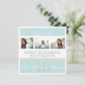  wervelfoto Collage Sweet 16 Uitnodiging (Staand voorkant)